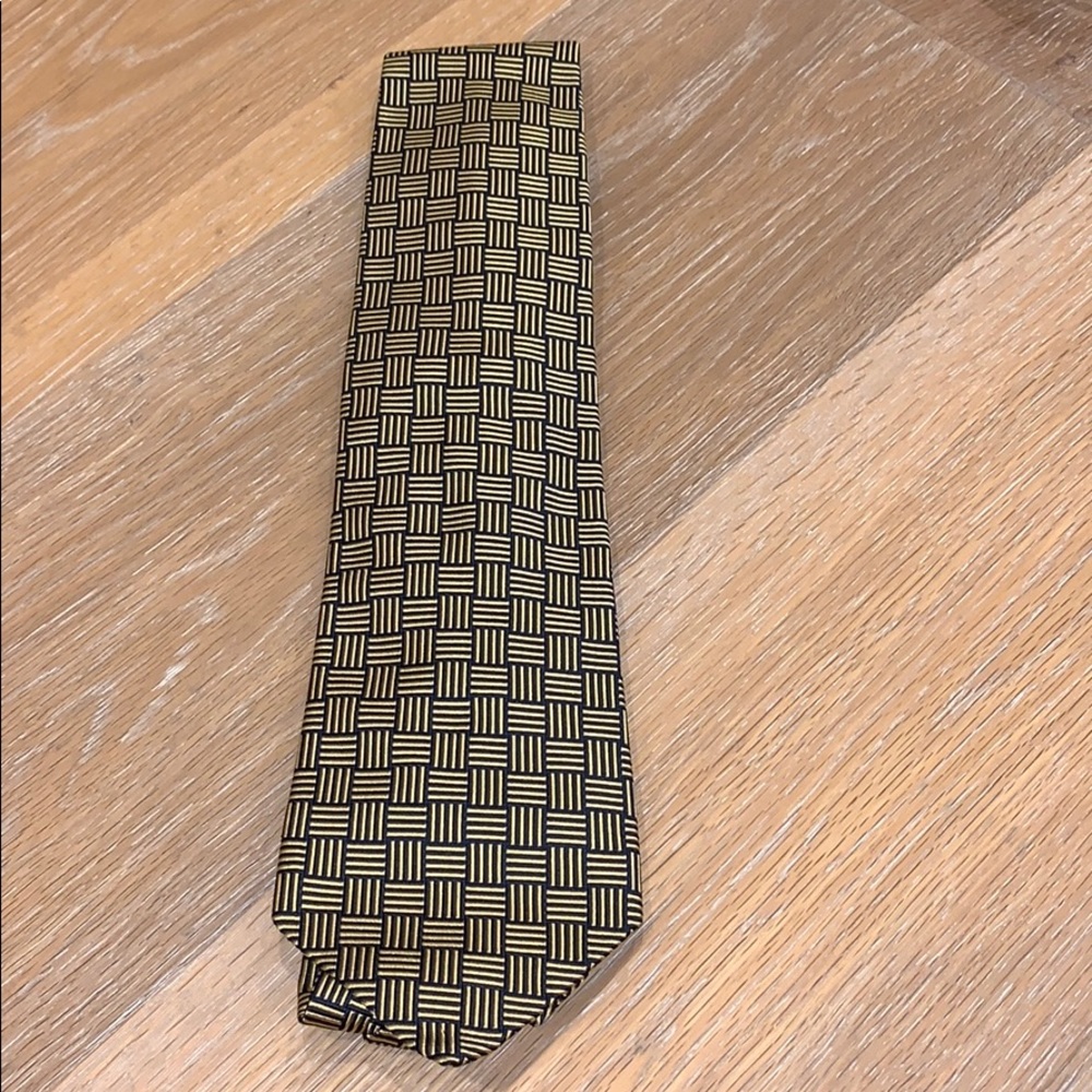 Faconnable silk tie black and gold